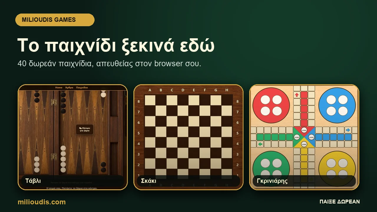 Στιγμιότυπο από τα δωρεάν παιχνίδια του Milioudis Games