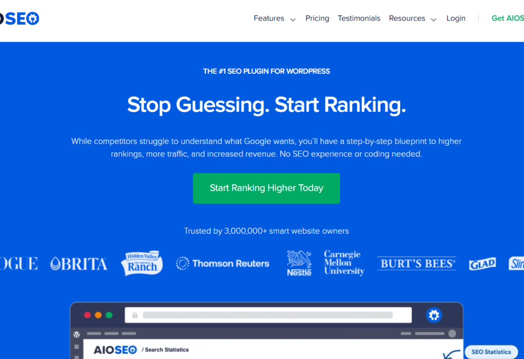 Milioudis Tech - All in One SEO (AIOSEO) 2026 dashboard review showing the TruSEO score, AI Title Generator, and Schema settings.