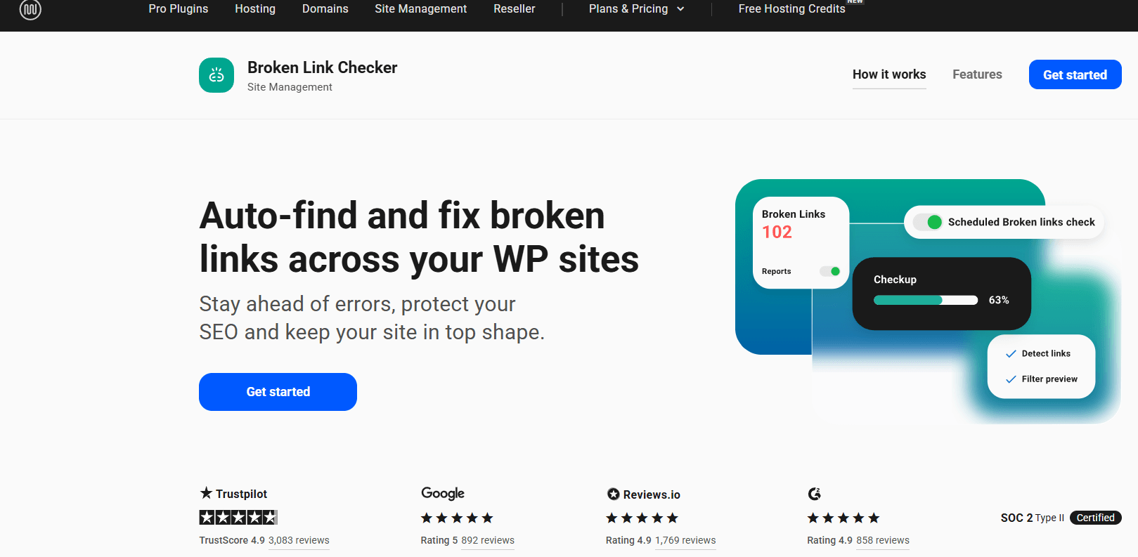 Milioudis Tech - Broken Link Checker 2026 dashboard review showing the cloud-based scanning progress, AI link replacement suggestions, and SEO health score.
