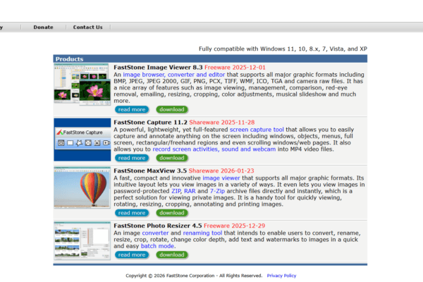 Milioudis Tech - FastStone Image Viewer interface and photo management tools analysis.