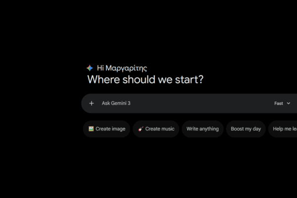 Milioudis Tech - Google Gemini AI interface and conversational assistant analysis.
