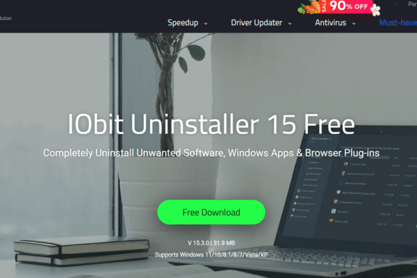Milioudis Tech - IObit Uninstaller 15 interface and software removal tools analysis.