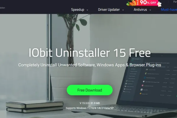 Milioudis Tech - IObit Uninstaller 15 interface and software removal tools analysis.