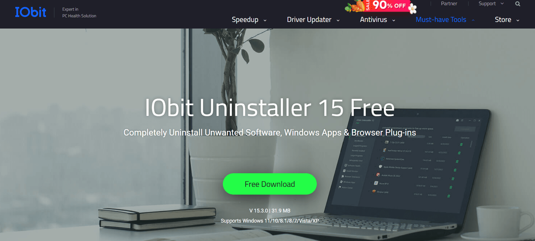 Milioudis Tech - IObit Uninstaller 15 interface and software removal tools analysis.