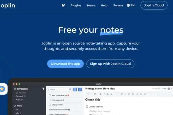 Milioudis Tech - Joplin open-source note-taking interface and Markdown editing tools analysis.