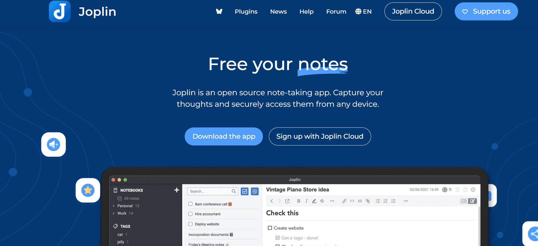 Milioudis Tech - Joplin open-source note-taking interface and Markdown editing tools analysis.