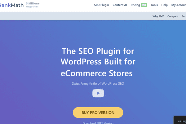 Milioudis Tech - Rank Math SEO plugin interface and WordPress analytics tools analysis.