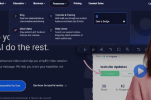 Milioudis Tech - ScreenPal 2026 interface review showing AI captioning, background removal, and video editing timeline.