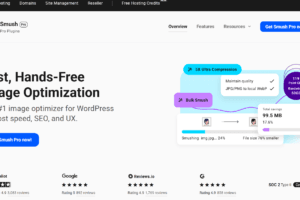 Milioudis Tech - Smush 2026 dashboard review showing the AI WebP conversion settings, Bulk Smush progress, and total storage savings.
