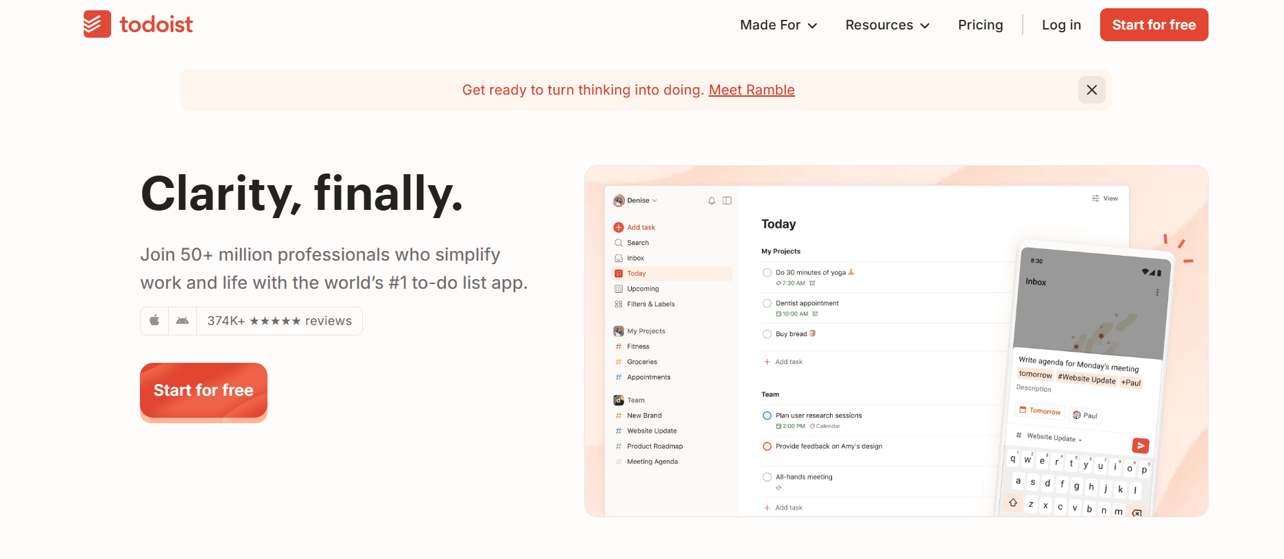 Milioudis Tech - Todoist 2026 interface review showcasing AI task assistant and project filters.