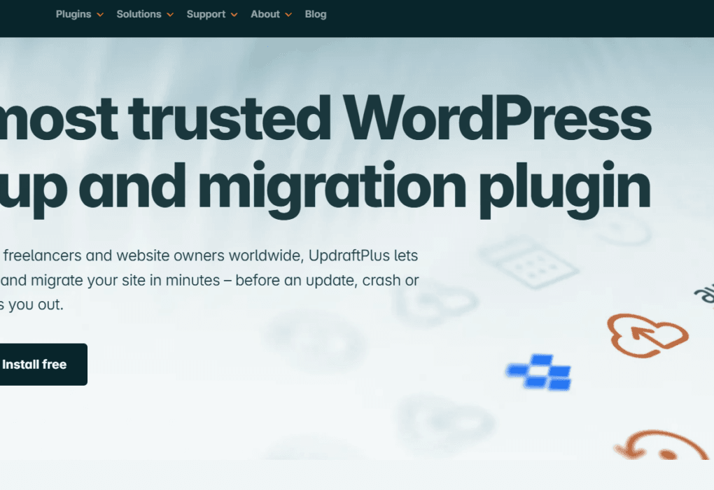 UpdraftPlus 2026 dashboard showing the AI Integrity Check progress, scheduled backup intervals, and cloud storage connection status.