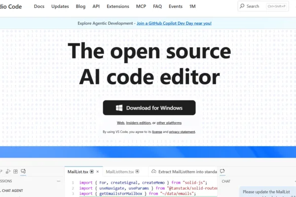 Milioudis Tech - Visual Studio Code interface with advanced AI coding features and extensions.