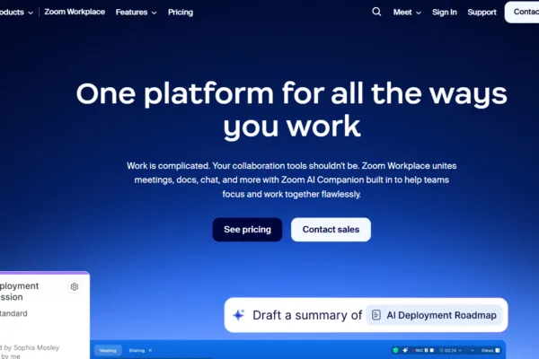Milioudis Tech - Zoom Workplace interface and cloud collaboration tools analysis.
