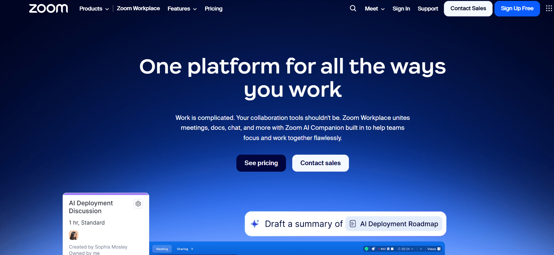 Milioudis Tech - Zoom Workplace interface and cloud collaboration tools analysis.