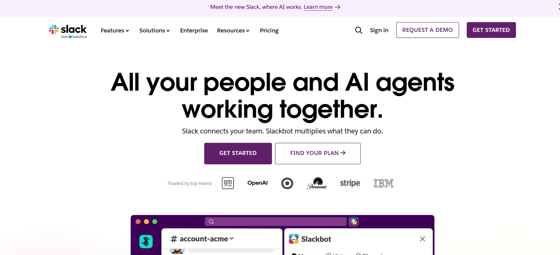 A professional Slack workspace interface showing organized channels, integrated apps, and a live team huddle in progress