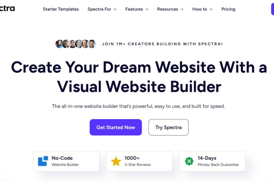 The Spectra 2026 editor interface within WordPress, showing the AI block generator, global style settings, and the high-performance container layout tool for Milioudis Technology.